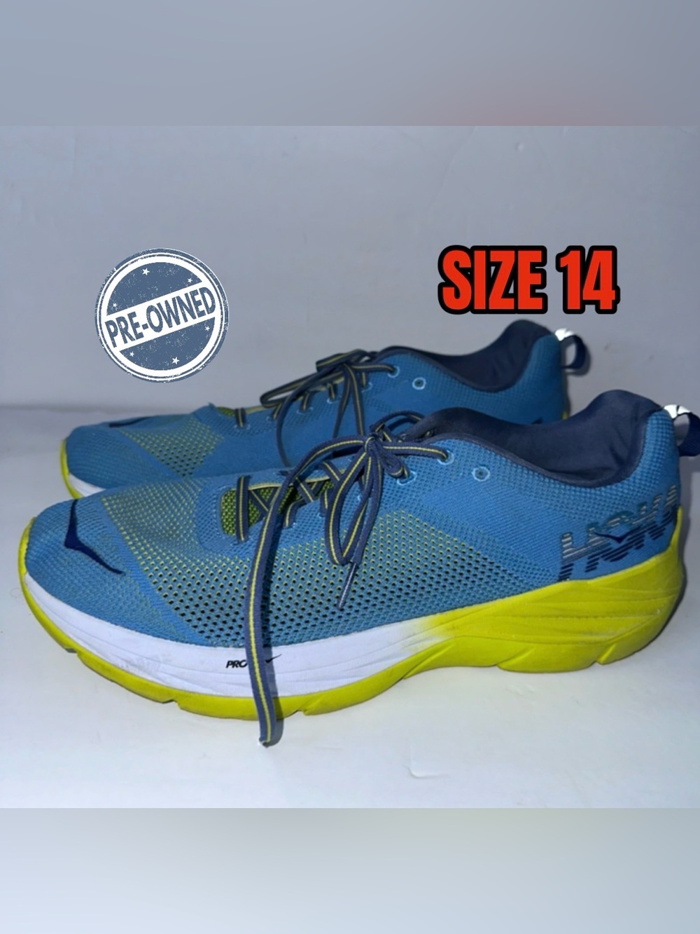 Hoka One One Mach 4 ProFly Blue Running  Training Shoes Men's Size 14 Sneakers
